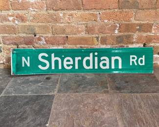 Original Chicago Double Sided Street Sign, SHERIDAN RD