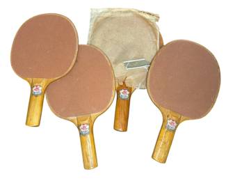 Four Early KNIGHT EQUIPMENT Table Tennis Paddles