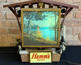 Vintage HAMM'S Beer Rotating Light Up Advertising Clock