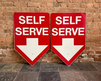 Vintage "Self Serve" Gas Station Advertising Signs (2)