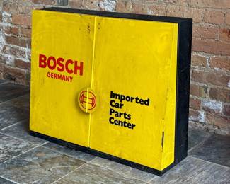 Vintage BOSCH Germany Imported Car Parts Advertising Storage Cabinet 