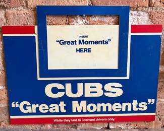 Vintage Rare Double Sided CHICAGO CUBS "Great Moments" Advertising Sign