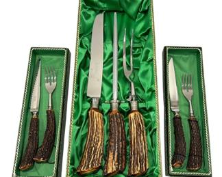 Collection of Anton Wingen Othello Antler Handled Flatware