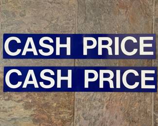 Vintage "Cash Price" Advertising Signs (2)