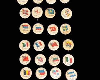 Collection Antique SWEET CAPORAL Cigarette Country Flag Button Pins