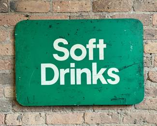 Vintage "Soft Drinks" Beverage Advertising Sign 