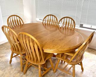 Solid Wood Kitchen Table with Six Chairs - Made in Taiwan 