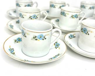 Set of 12 Vintage Demitasse Cups with Saucers 