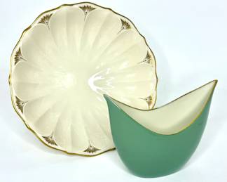 MCM Lenox Lotus Collection Bowl and Swoop Vase 