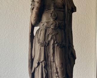 Large Quan Yin Painted Metal 44" Tall Statue