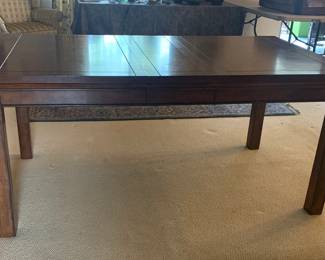 Mission Style Solid Wood Dining Table with One Leaf