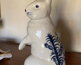 Vintage 17" Dedham Rabbit Just One of a Huge Collection of Porcelain, Stuffed, and Framed Art Rabbits