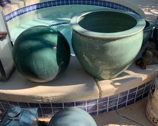 Large Crackle Glaze Ceramic Pots, Ceramic Garden Orbs