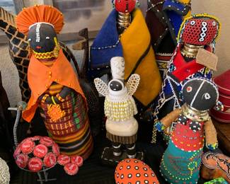 Extraordinary Collection of African Carved, Ceramic, and Beaded Animal Statues, Fabric Dolls, Woven Baskets, Masks