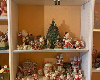 Vintage and Contemporary Christmas Figurines and Fitz and Floyd Christmas Tree Cookie Jar