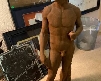 Tall Cast Iron Male Nude Statue