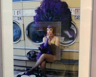 Fabulous Signed Framed Art of Showgirl in a Laundromat