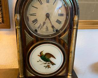 Antique Seth Thomas Mantel Clock c1860s with Rosewood Case and Bird Motif