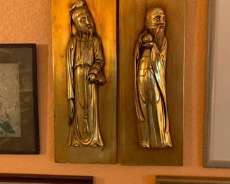 Vintage Gilt Wall Plaques Featuring Taoist Immortals