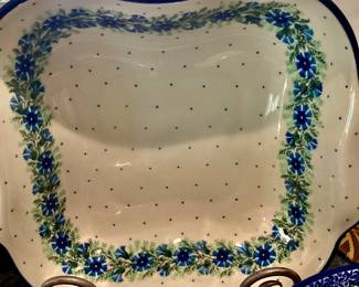 Hand painted Square Polish  dish Oven safe Microwave & dishwasher safe