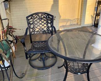 Swivel chairs and bistro table