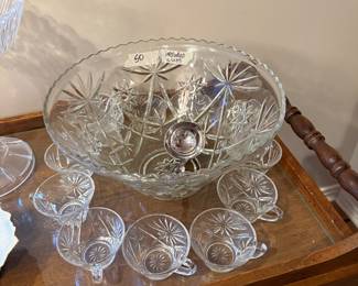 Crystal punchbowl with glasses
