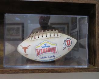 Signed Alamo Bowl Football in Display Case
