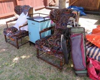 The frames on these chairs are phenomenal...just need a redo....the vintage fabric shows how beautiful they can be!
