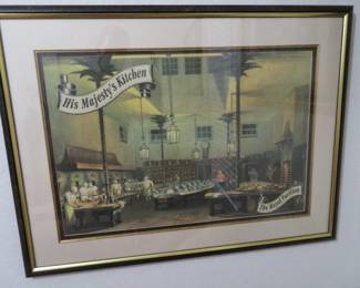 1836 Print of "His Majesty's Kitchen at Royal Pavillion" - example housed at the Victoria & Albert Museum