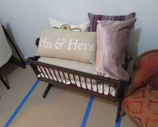 More Pillows and an Antique Wooden Bassinet