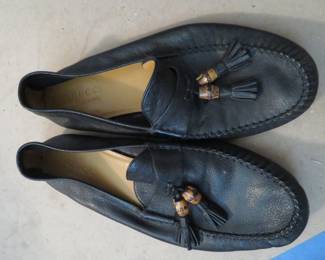 Gucci Foldable Leather Driving Loafers with Bamboo Tassel