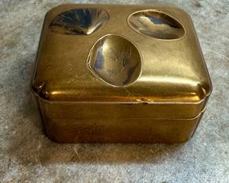 #109 "A Japanese Incense Box in Heavy Gold Lacquer with Raised and Pressed Images of Seashells and an Interior of Sprinkled Gold from the Edo Period - 200 Years Old" $145.00
