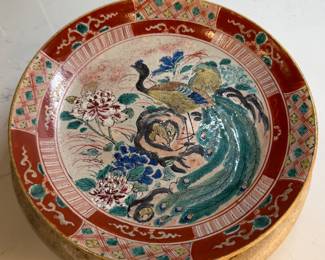#126 "A Japanese Plate from Kutani with an Image of a Phoenix and Colors in Red, Green, and Blue from the Edo Period - 175 Years" $125.00