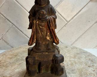 	#97	"A Japanese Wooden Statue of a Buddhist Acolyte with Traces of Paint and Gilt from the Early Edo Period – 400 Years Old [5.3 inches tall]"	 $100.00 				