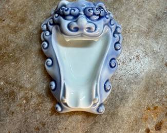 #121 "A Japanese Dish of Hirado Porcelain in the Shape of a Guardian Lion’s Head - Stamped by the Artist - from the Meiji Period - 125 Years Old" $75.00