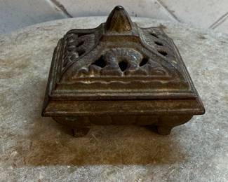 #75 "A Japanese Bronze Incense Burner with Dragon Designs and Heavy Patina from the Meiji Period - 125 Years Old" $95.00