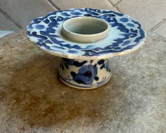 #92 "A Japanese Sake Cup Stand of Hirado Porcelain with Images of Flowers and Vines from the Edo Period - 300 Years Old" $80.00