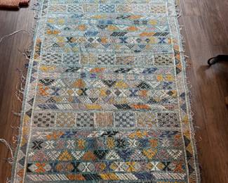 #2 Antique Hand Knotted Rug 80"x43" $100.00 blues