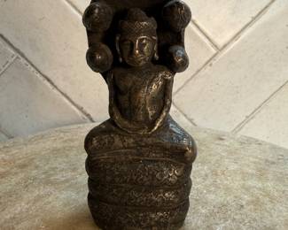 	#78	"A Khmer-Style Bronze Buddha Protected by  a Five-Headed Cobra from the Post-Angkor Period of Cambodia - 250 Years Old [4.38 inches tall]"	 $95.00 				