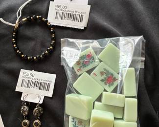 Patricia Locke Earrings, 14k Black Bead Bracelet