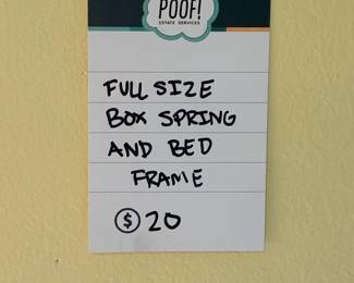 Full Size Box Spring and Bed Frame