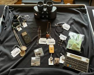 Patricia Locke Earrings, 14k Black Bead Bracelet, HP Hewlett Packard Calculator