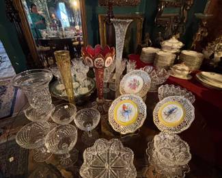 Cut glass -pierced porcelain plates