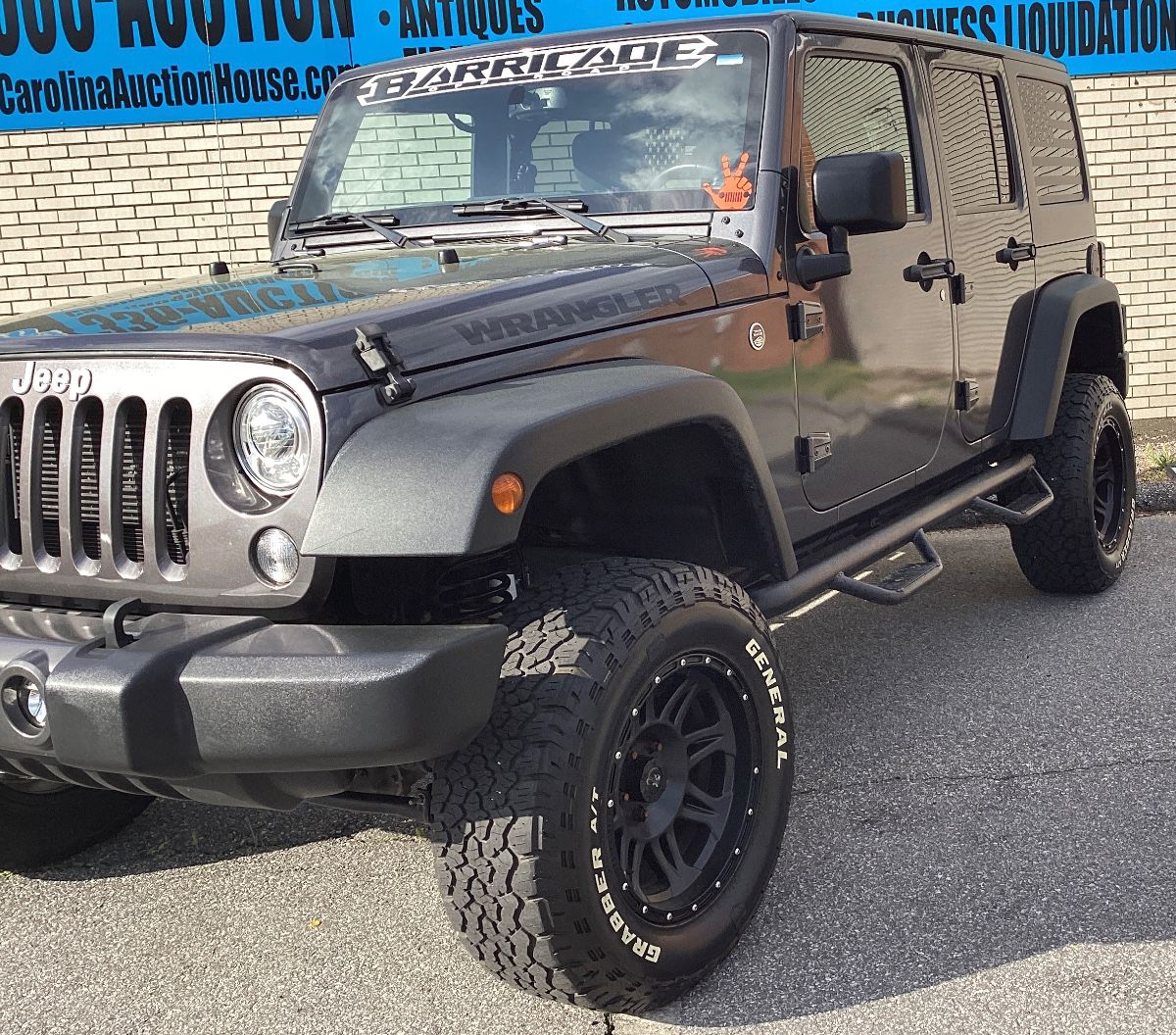 2017 Jeep UNLIMITED SPORT VIN: 1C4BJWDG5HL685624 Miles: 75138 Engine: V6 Color: CHARCOAL 2017 JEEP WRANGLER UNLIMITED SPORT 4x4, 75,138 MILES, 3.6L V6 ENGINE, 5 SPEED AUTOMATIC TRANSMISSION, LIFTED SUSPENSION, TITLE ON HAND