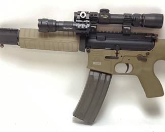GWACS ARMORY MODEL CAV-15 MKII 5.56cal RIFLE WITH WEAVER SCOPE, SKYSTED FLASHLIGHT, 3 MAGAZINES & DRUM MAGAZINE