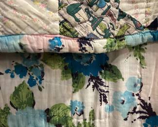 VINTAGE HAND STITCHED PINWHEEL PATTERN QUILT 68x74