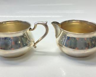 VINTAGE STERLING SILVER S. KIRK & SON CREAMER AND SUGAR BOWLS #71 192.63 grams