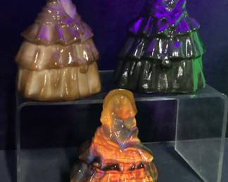 3 VTG. BOYDS APRICOT CADMIUM GLASS LOUISE DOLL FIGURINES