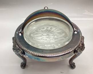 VTG ROGER SILVER PLATE SERVING SET Includes an antique roll top butter or caviar dish