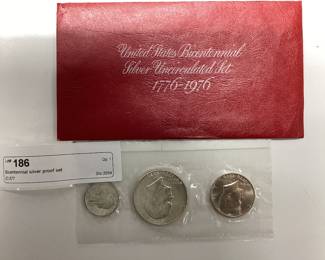 Bicentennial silver proof set U.S. silver coin uncirculated 3 coin set